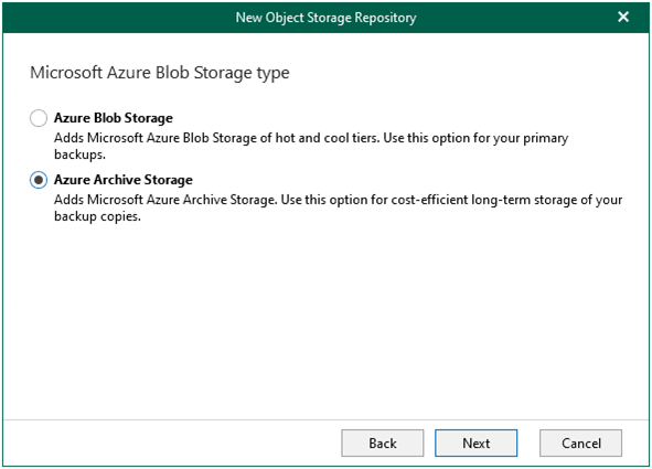 Azure Archive Storage